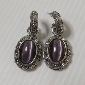 MX Drop Earrings OS Purple Fair Vintage Cabochon no backings